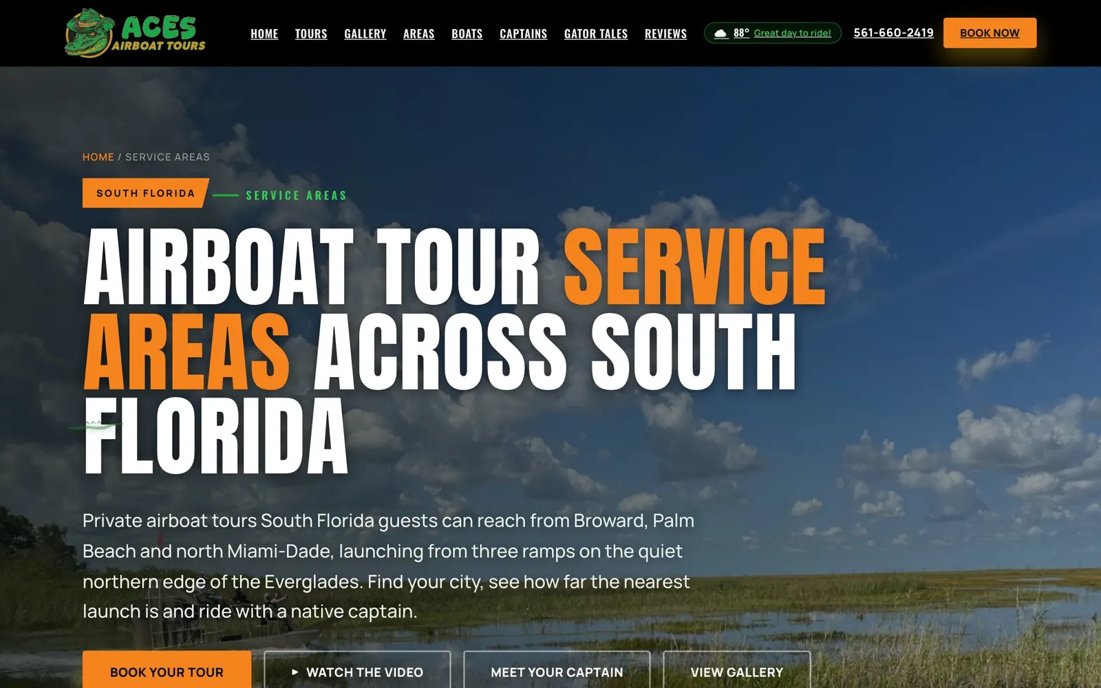 Aces Airboat Tours: areas screen