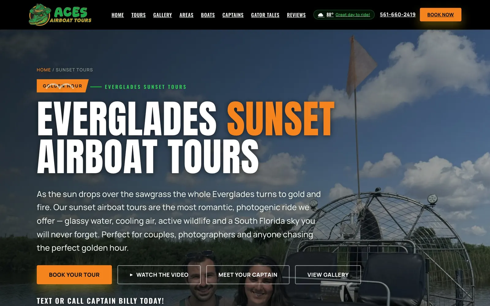 Aces Airboat Tours: sunset screen