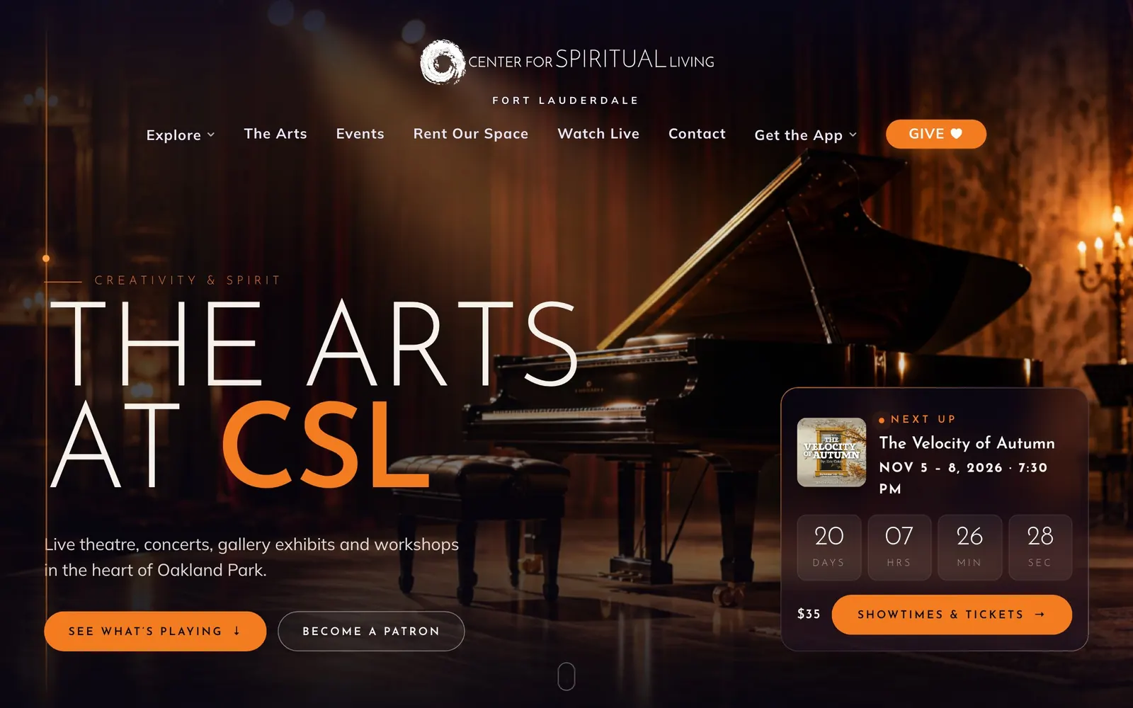 Center for Spiritual Living: arts screen