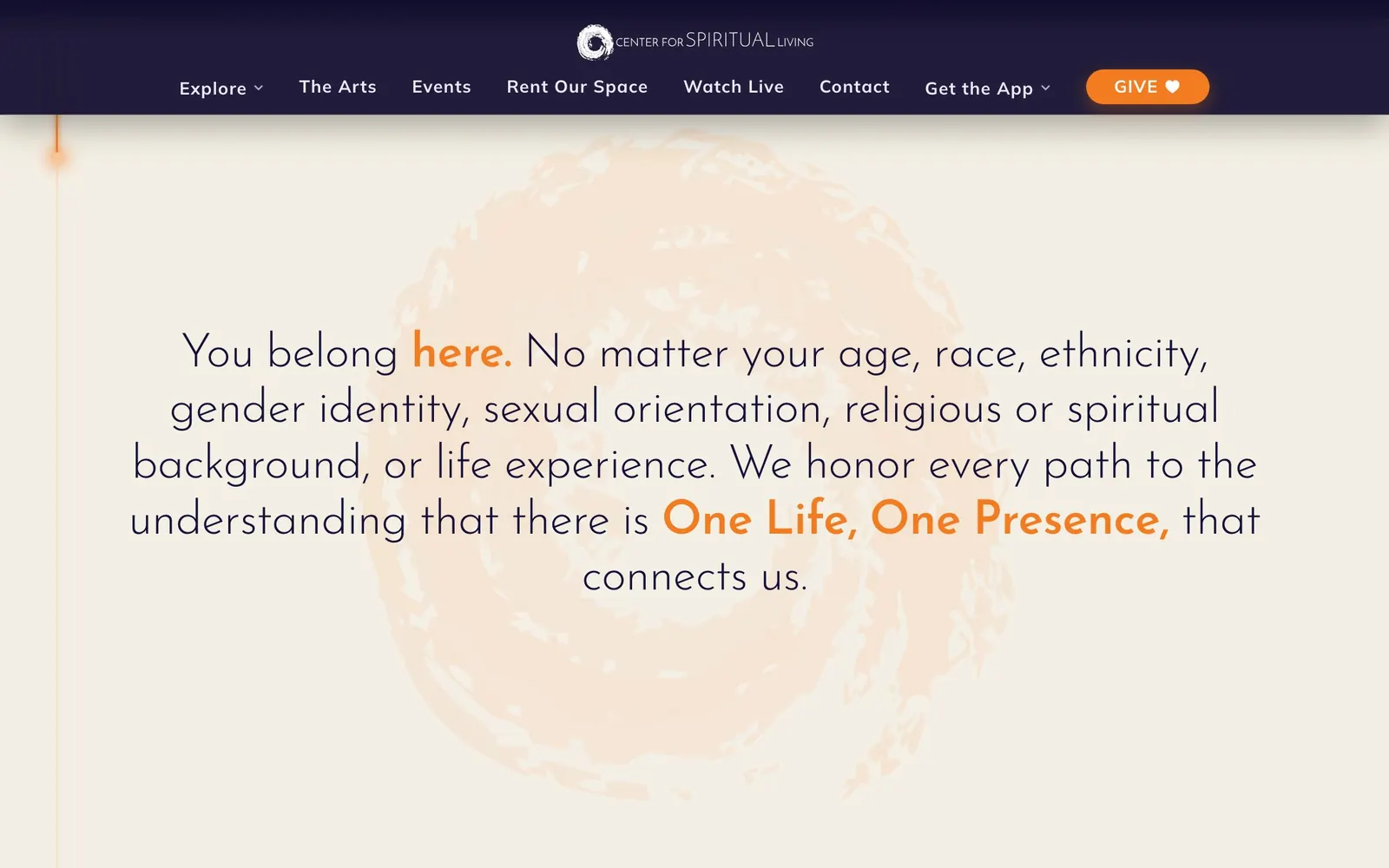 Center for Spiritual Living: belong screen