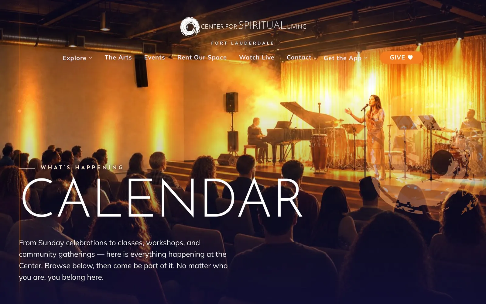 Center for Spiritual Living: calendar screen
