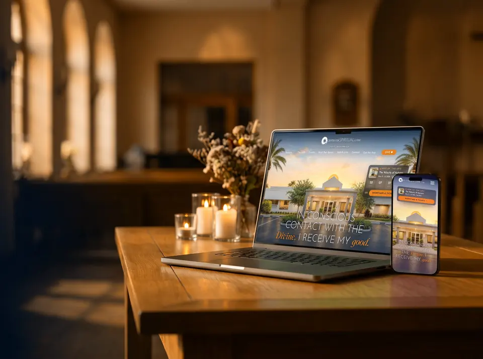 Center for Spiritual Living website on a laptop and phone