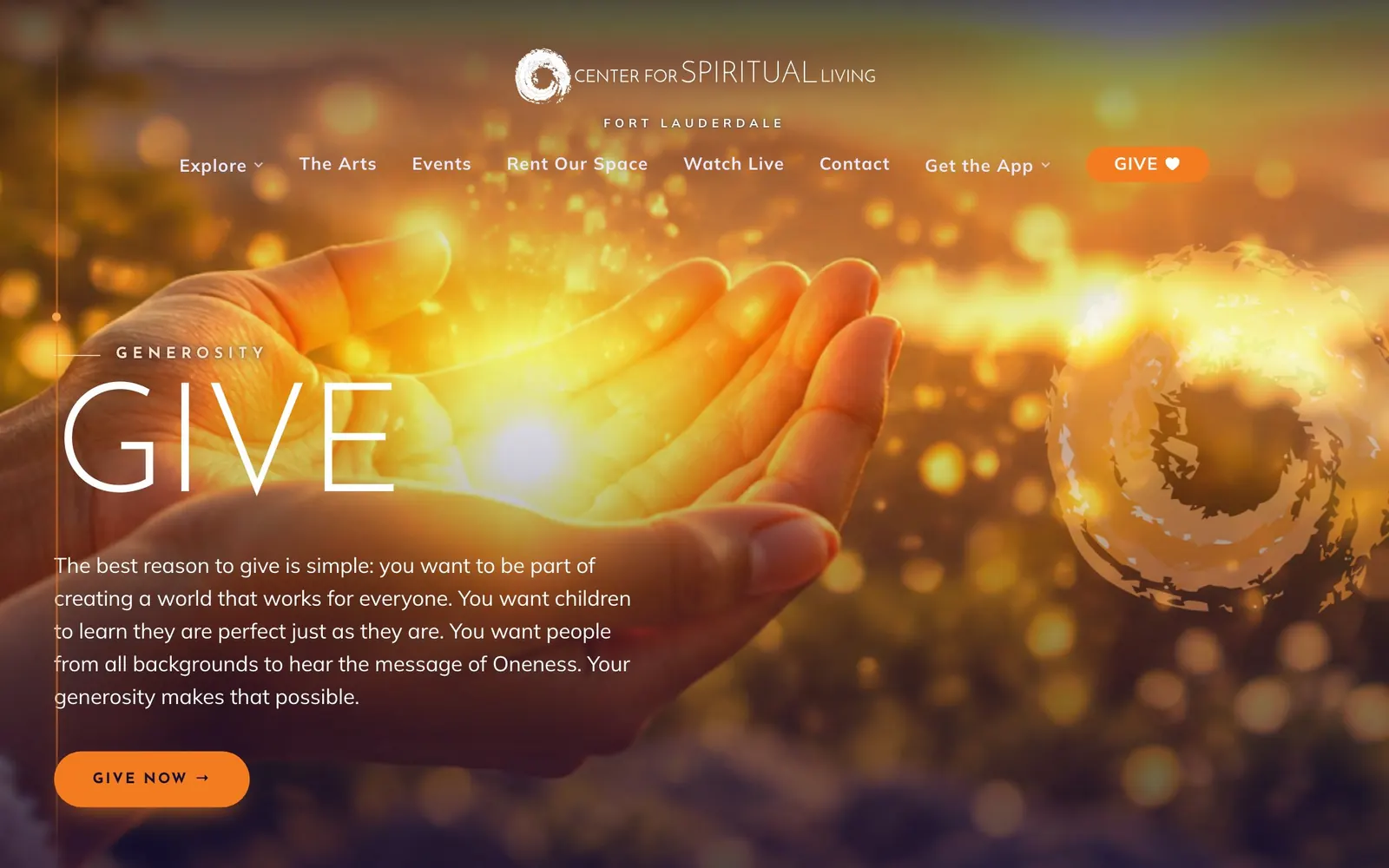 Center for Spiritual Living: give screen