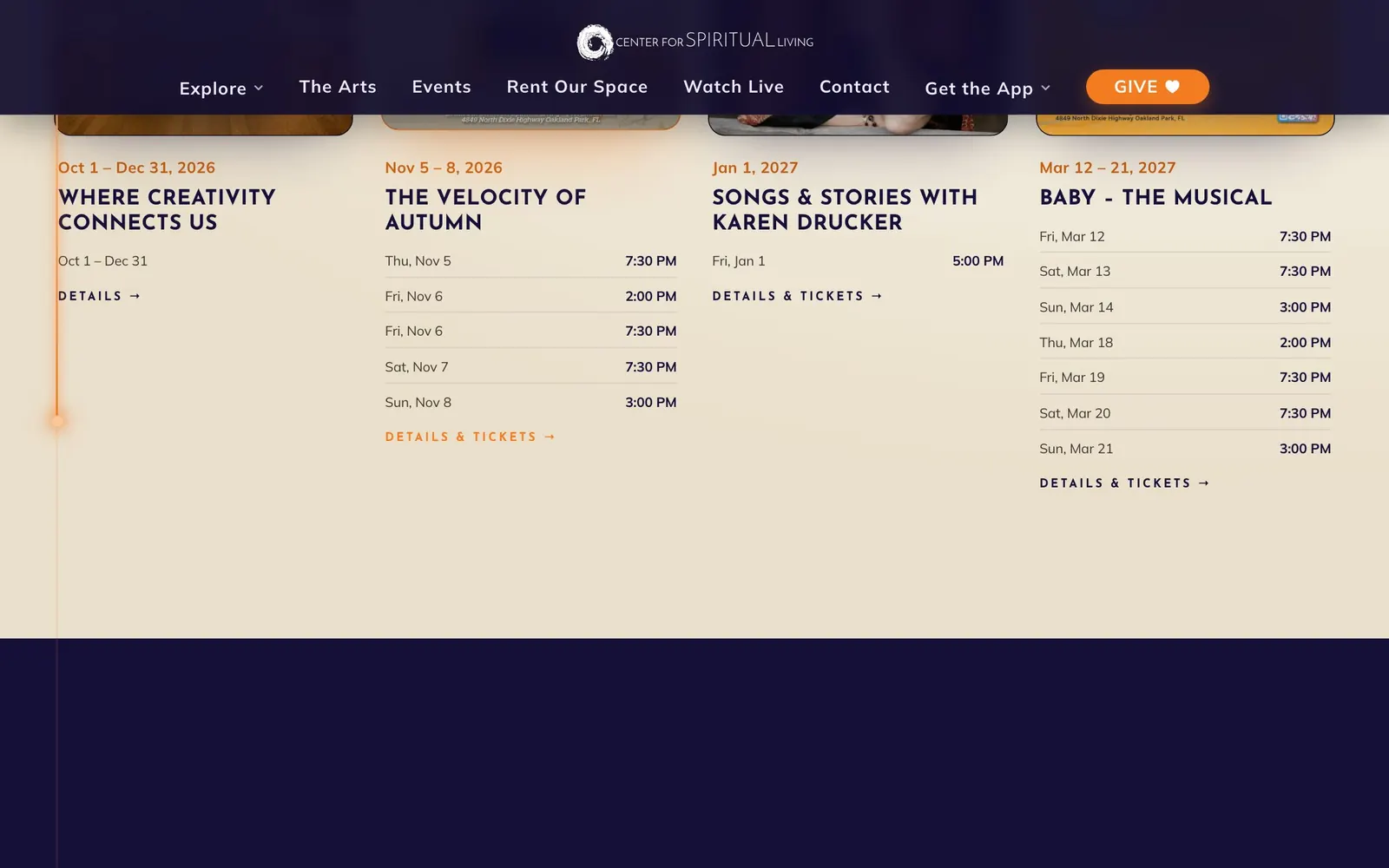 Center for Spiritual Living: list screen