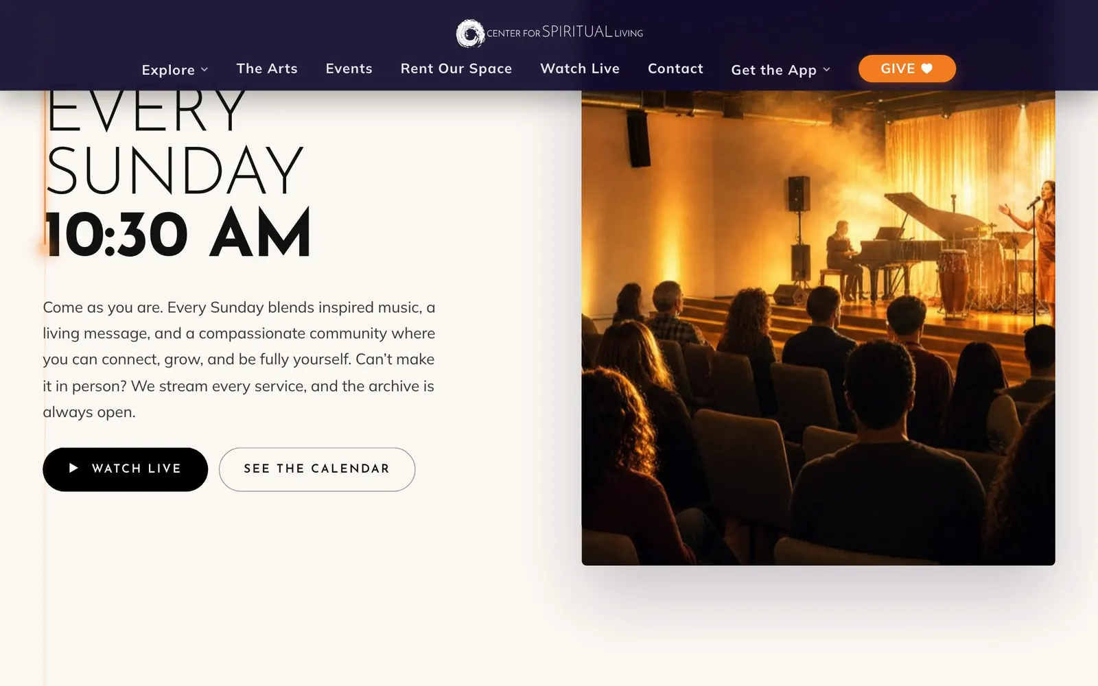 Center for Spiritual Living: sunday screen