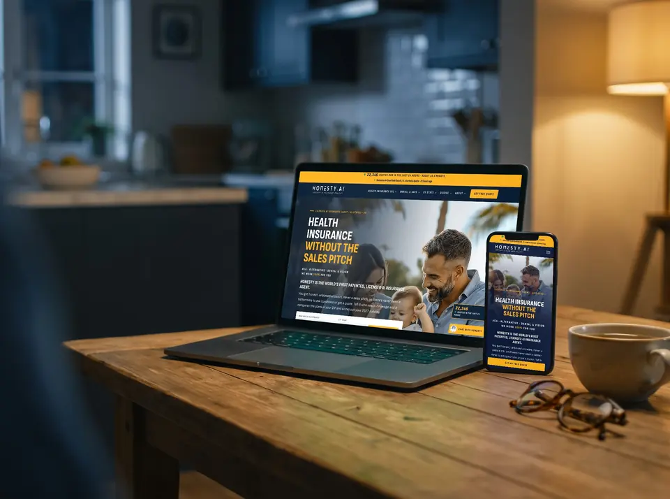 HonestyInsure.com website on a laptop and phone