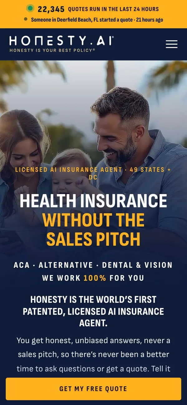 HonestyInsure.com: m home screen