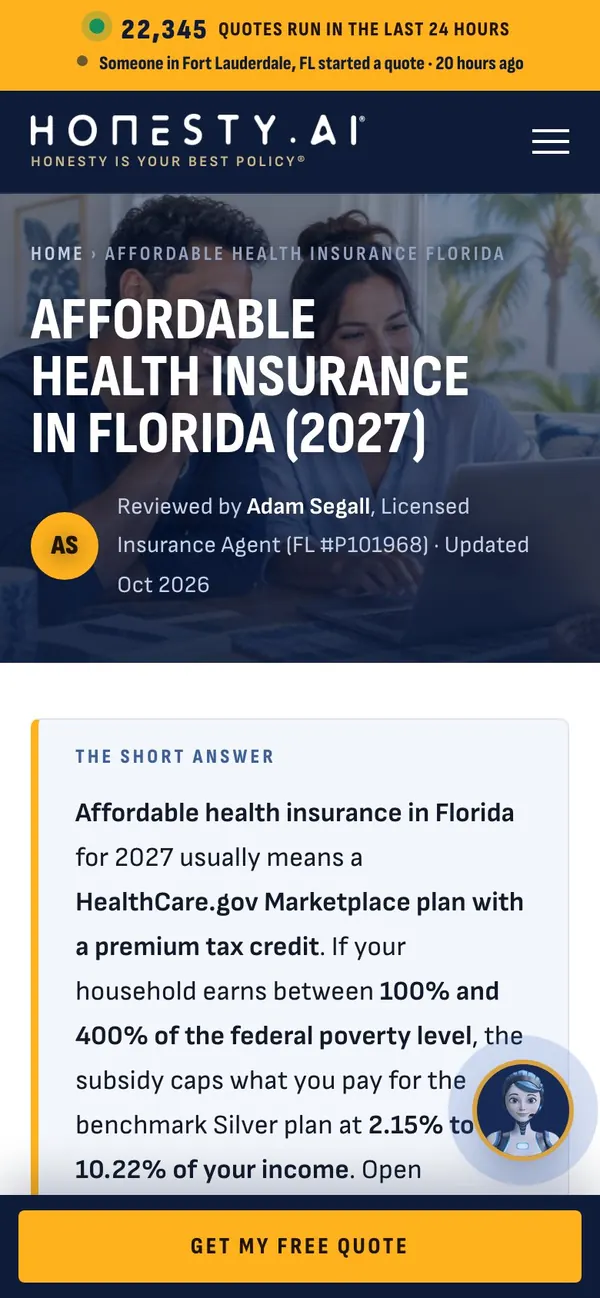 HonestyInsure.com: m state screen