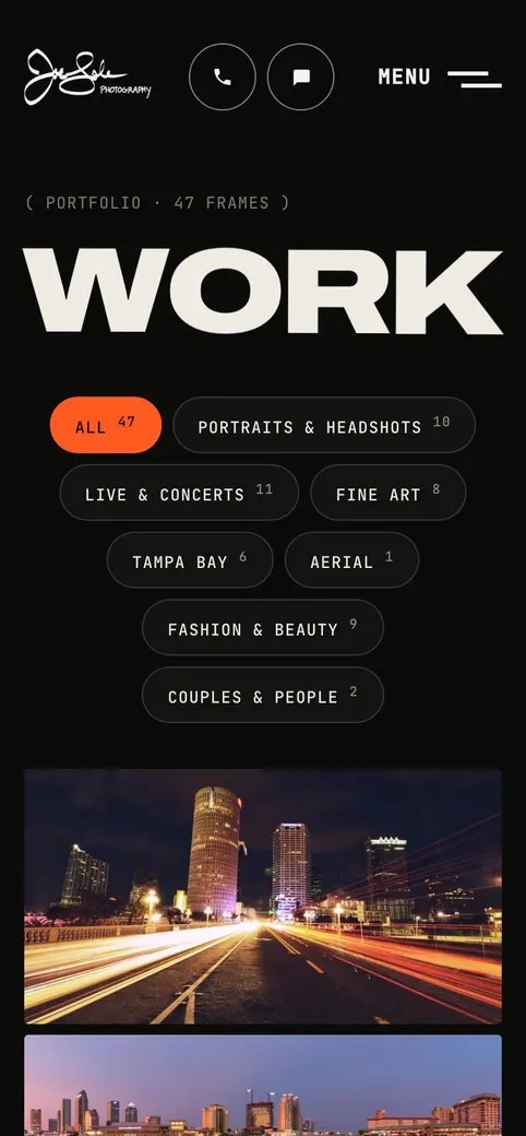 The portfolio on a phone.