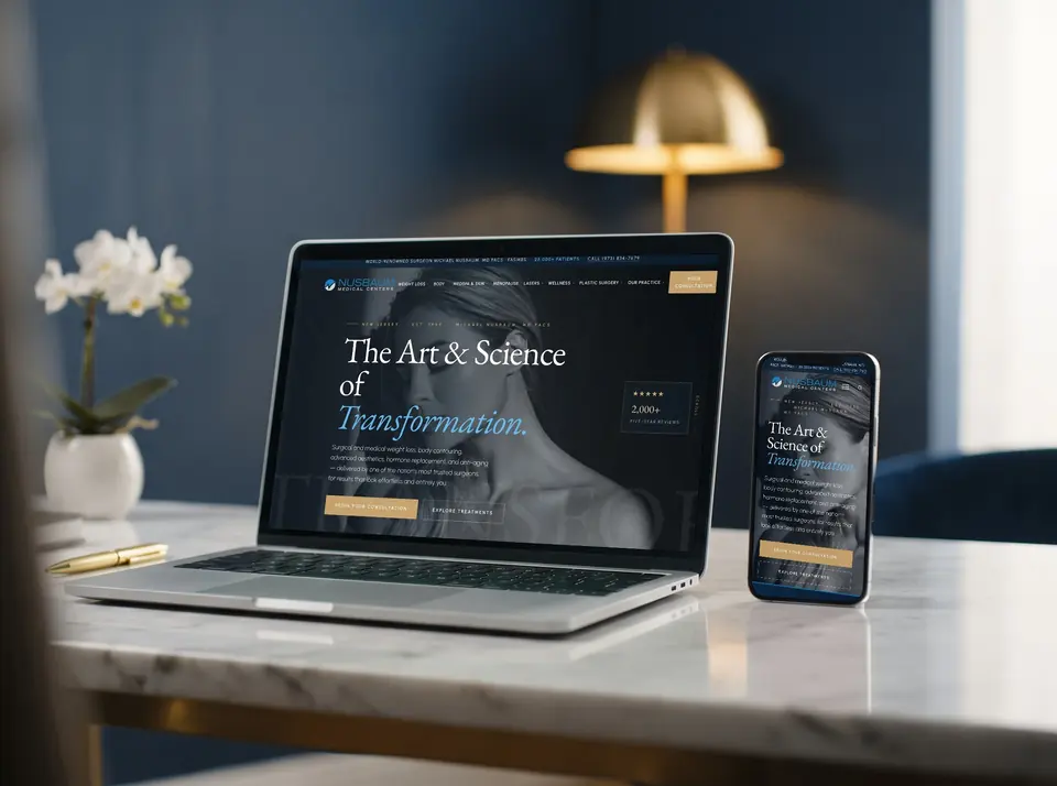 Nusbaum Medical Centers website on a laptop and phone