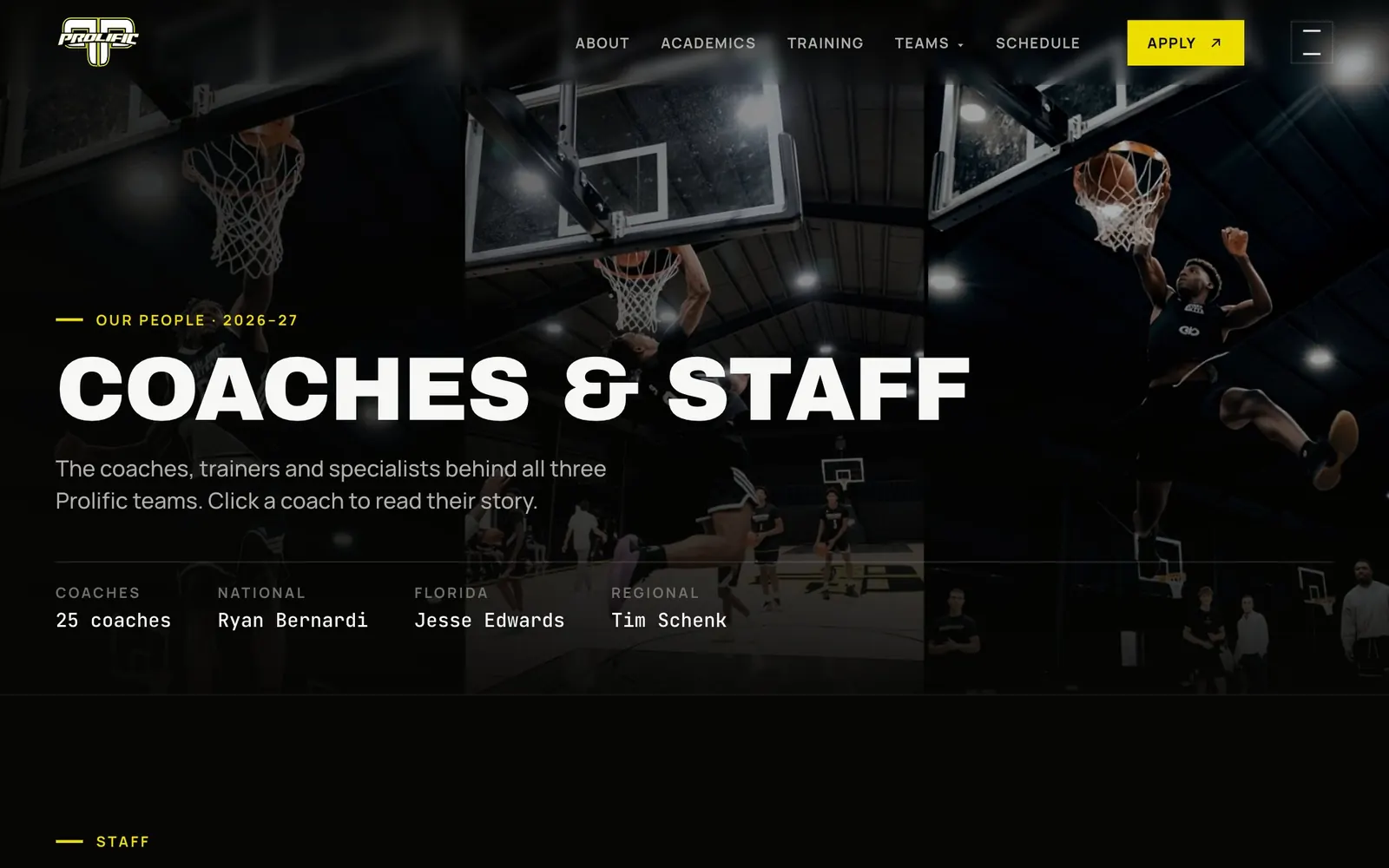Prolific Prep: staff screen