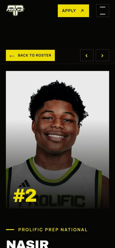 A player profile on a phone.