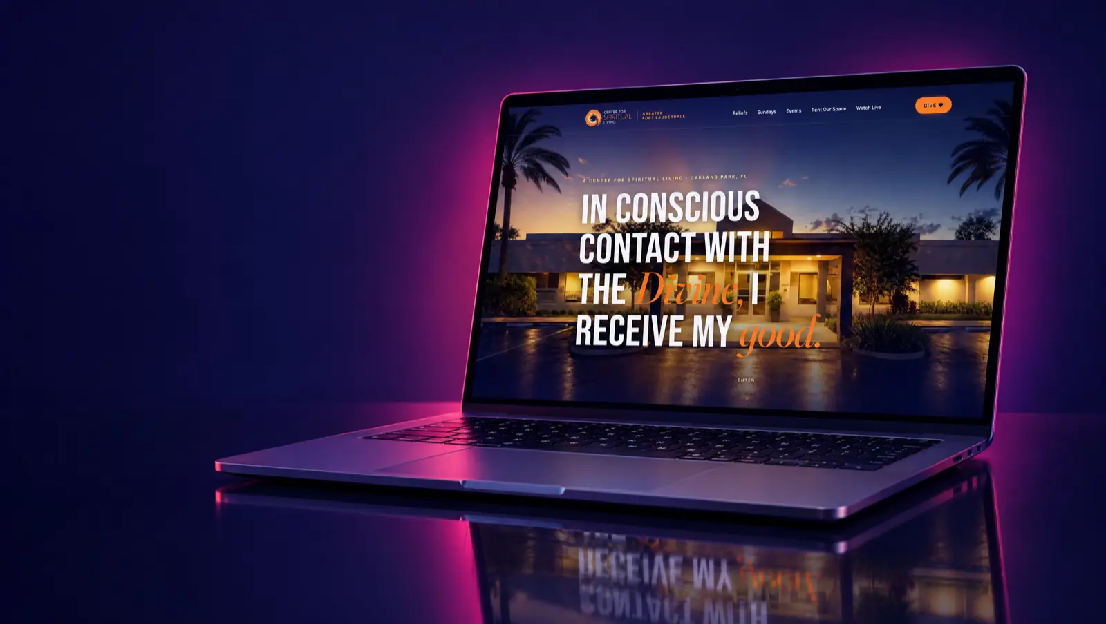 Center for Spiritual Living website, built by Unified Marketing