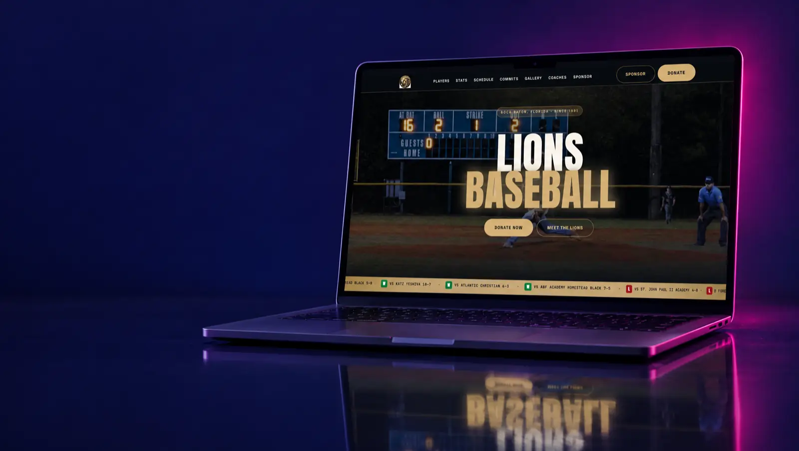 OH Lions Baseball website, built by Unified Marketing