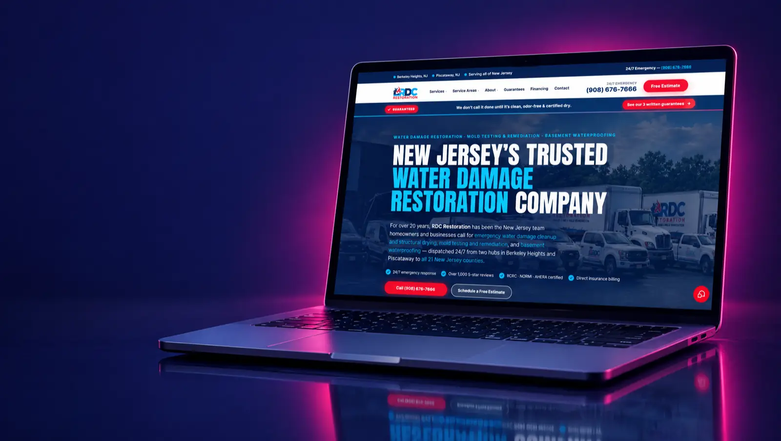 RDC Restoration website, built by Unified Marketing