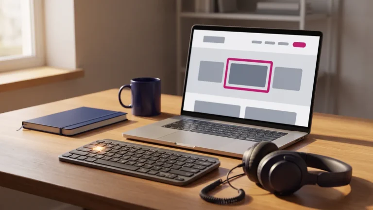ADA website compliance testing with a keyboard and screen reader on a laptop