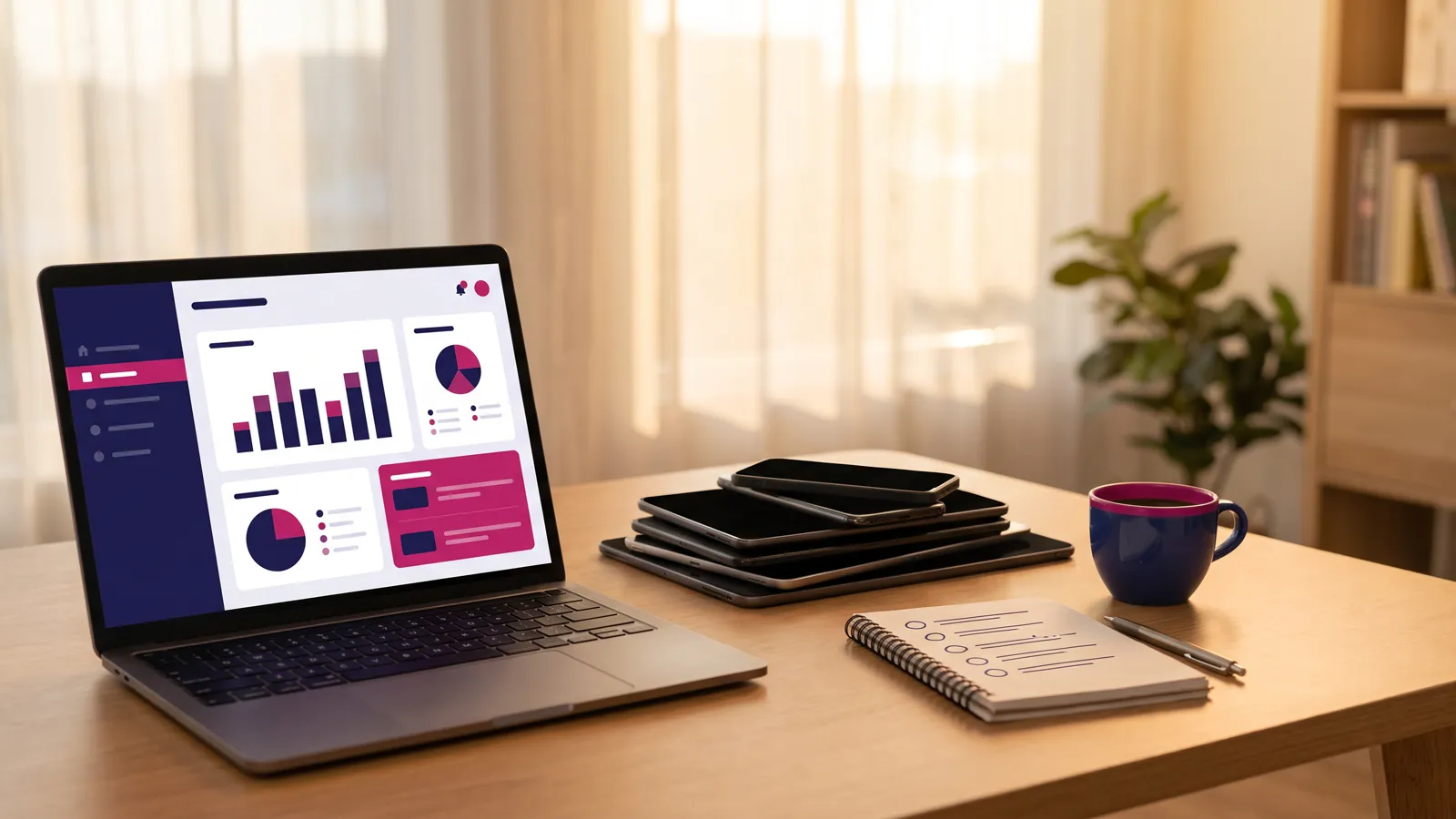 AI marketing tools consolidated into one dashboard on a small business owner's desk