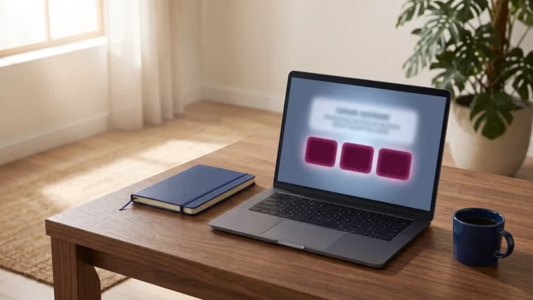 AI SEO: an AI search answer citing three source websites on a laptop screen