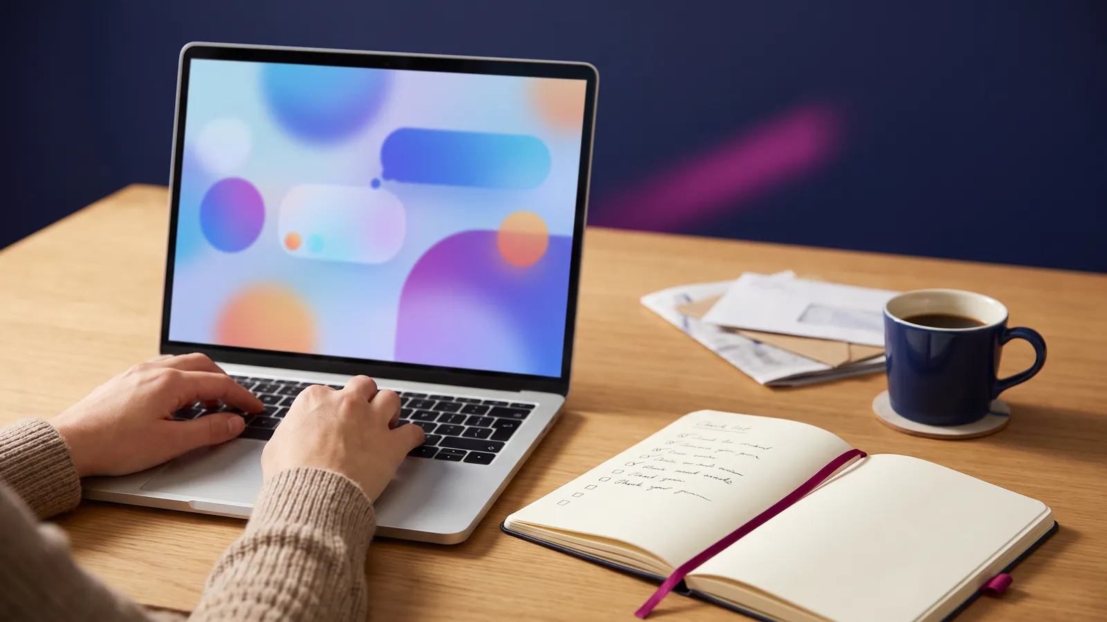 ChatGPT for small business: an owner drafting follow-up emails with an AI chat assistant at a desk