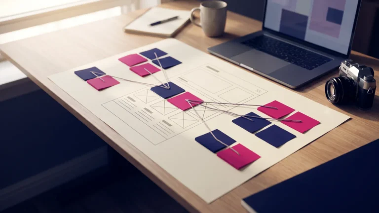 Content marketing strategy laid out as a one-page plan with topic clusters