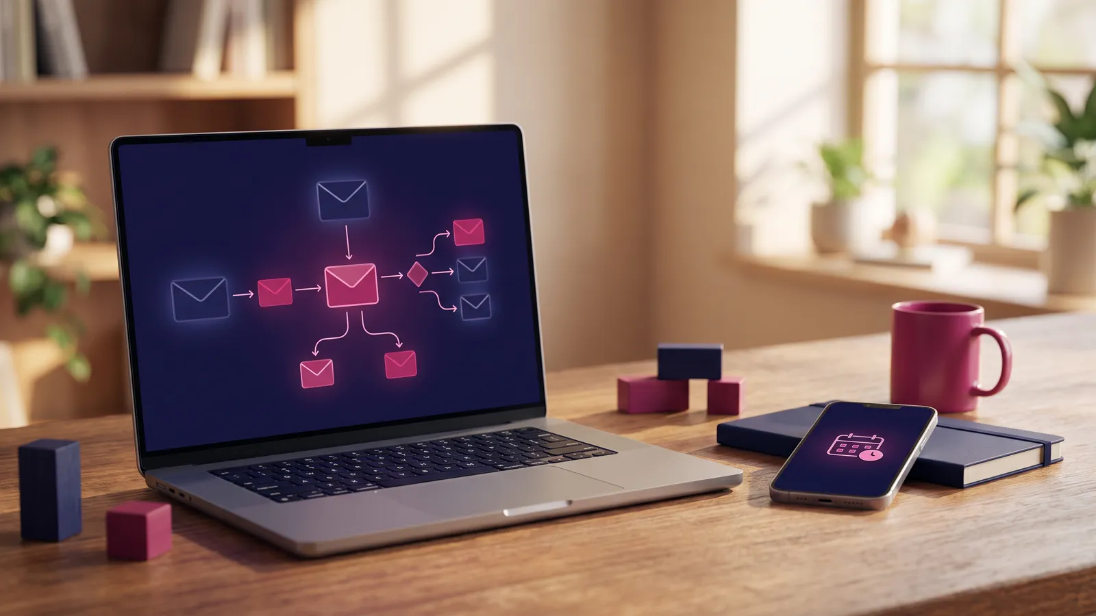 Email marketing services workflow showing an automated follow-up flow inside a CRM