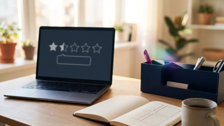 How to respond to negative reviews: laptop showing a one-star review with a calm reply being drafted