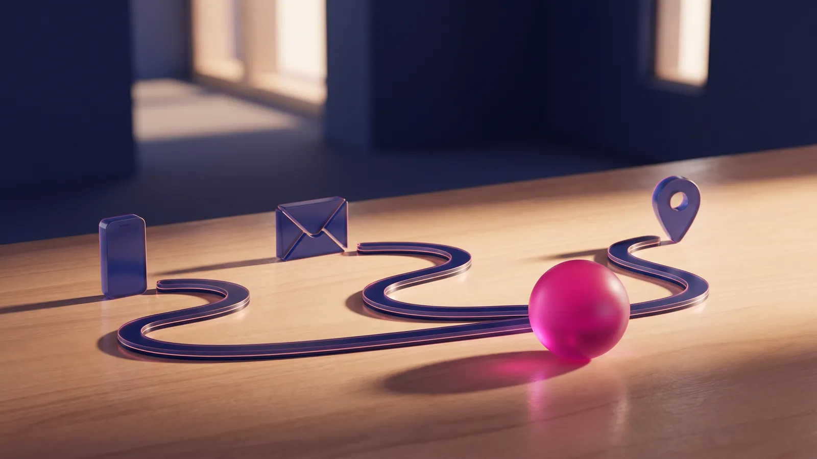 Marketing attribution shown as several channel paths converging on one customer